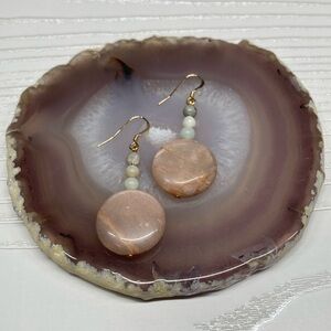 HANDMADE Genuine Multi-Color Moonstone & Amazonite w 14K Gold Filled Earrings